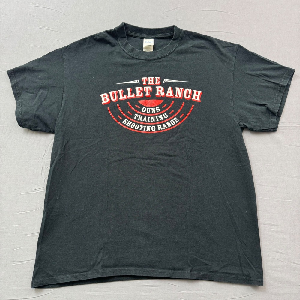 Gildan The Bullet Ranch Guns Training Shooting Range Graphic T-Shirt Black Large